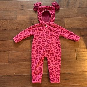 REI infant pink jacquard fleece suit